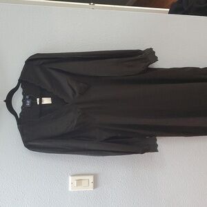 GAP Eyelet Satin Black Scalloped Long Sleeve Dress